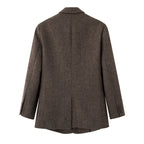 Women Double-breasted Oversized Tweed Blazer with Houndstooth Pattern Fashion Glam