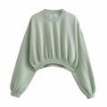Women's short-cut oversized sweatshirt with dropt shoulders and elastic hem Fashion Glam