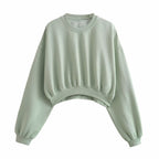 Women's short-cut oversized sweatshirt with dropt shoulders and elastic hem Fashion Glam