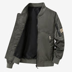 Men's Lightweight Bomber Jacket Made of Nylon with Arm Pocket and Ribbed Cuffs Fashion Glam