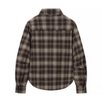 Women's Checked Shirt Blouse with Wrap Front and Rounded Hem Fashion Glam