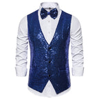 Men's Glittering Festive Vest with Matching Bow Tie Fashion Glam