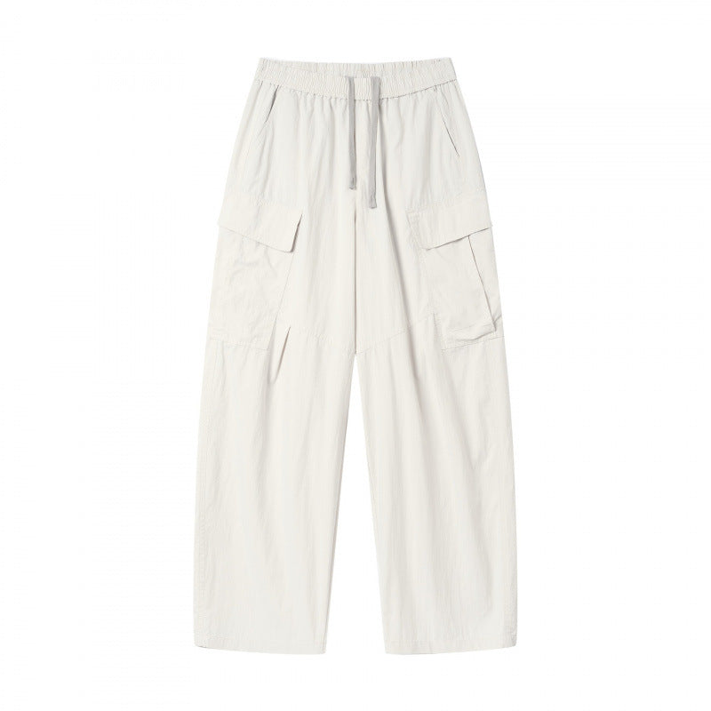 Unisex Wide Cargo Pants with Elastic Waistband, Drawstring and Patch Flap Pockets Fashion Glam