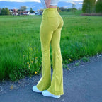 Ladies High-Waist Flared Pants made of Stretch Cord with waist-shaping cut Fashion Glam