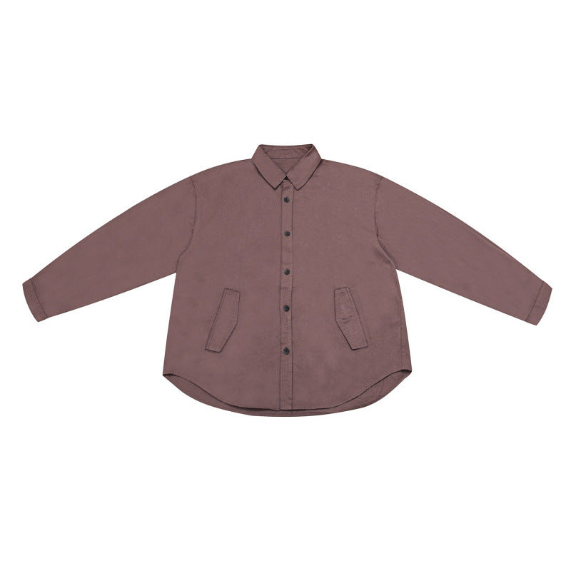 Unisex loose shirt jacket in overshirt cut with rounded hem and slanted flap pockets Fashion Glam