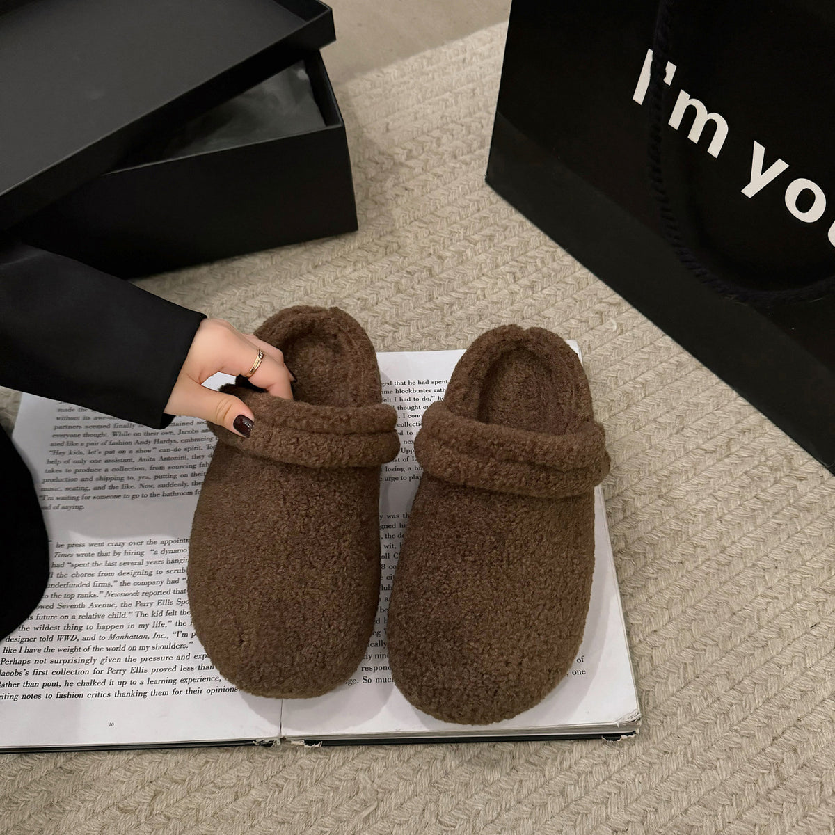 Women's Quilted Teddy Slippers with Fold and Padded Comfort Footbed Fashion Glam
