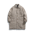 Unisex Kastiger Oversize Wool Blend Coat with Herringbone Pattern, Shirt Collar and Button Placket Fashion Glam