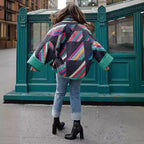 Women's padded kimono quilted jacket with patchwork design and wide sleeves Fashion Glam