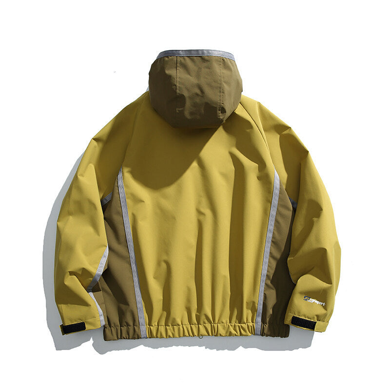 Unisex Water-repellent technical hooded jacket with reflective piping and elastic hem Fashion Glam