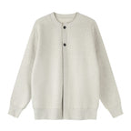 Unisex Boxiger Fine Knit Cardigan with Round Neck, Raglan Sleeves and Partial Button Placket Fashion Glam