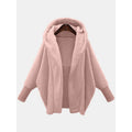 Women's Cozy Oversized Hoodie Cardigan made of Teddy Fleece with Bat Sleeves Fashion Glam