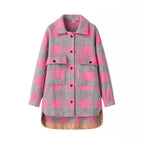 Women's Checked Oversized Transitional Jacket in Shacket Style Fashion Glam