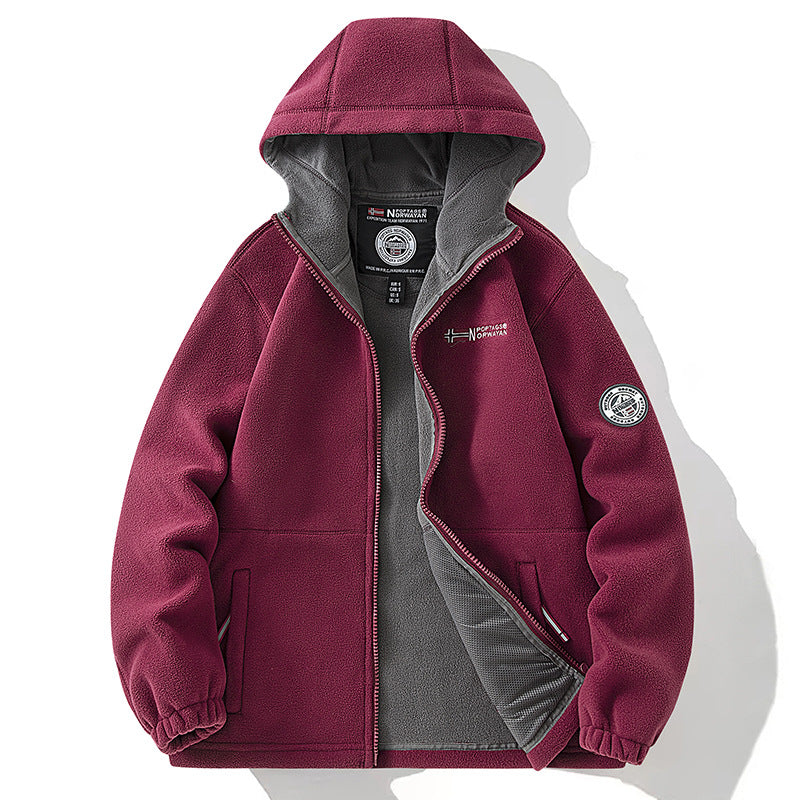Women's Hooded Fleece Jacket with Teddy Lining and Full Zip Fashion Glam