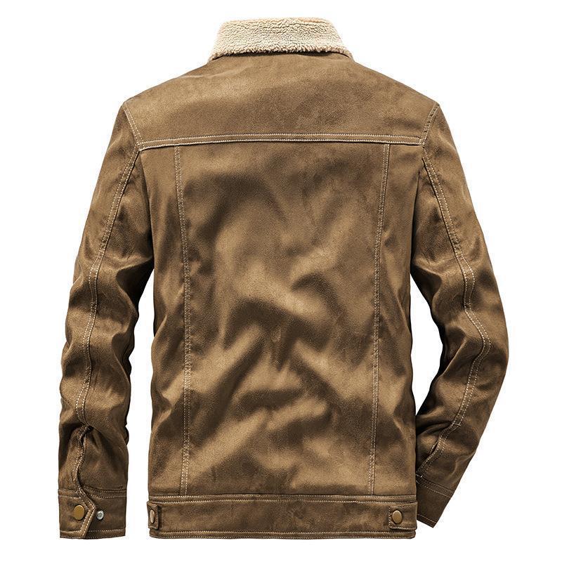 Men's suede jacket with Sherpa lining, teddy inner lining and snap button closure Fashion Glam