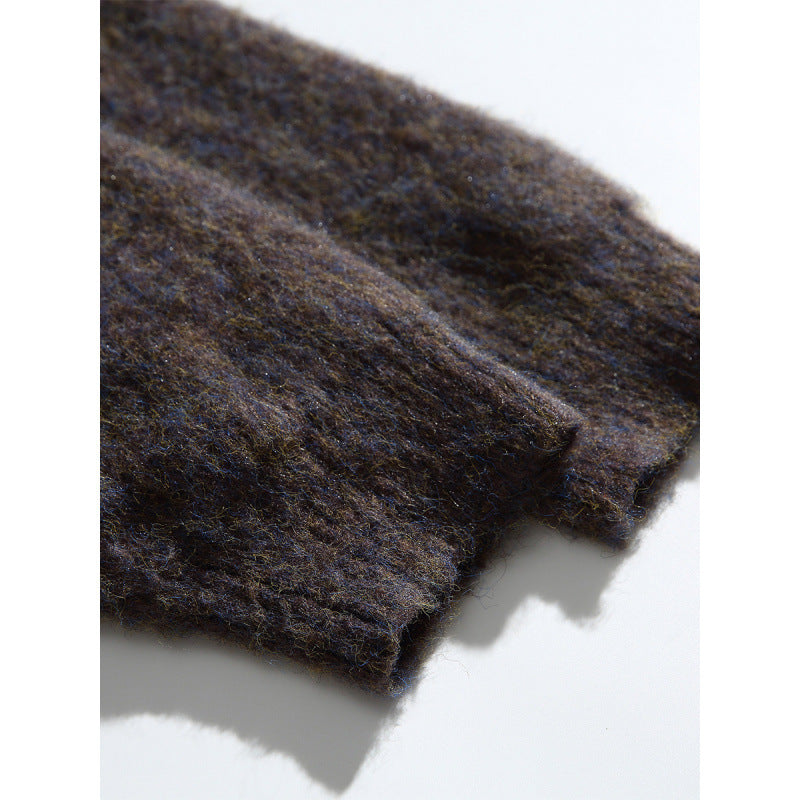Women's Chunky Knit Oversized Cardigan in Mohair Look with Round Neckline and Button Placket Fashion Glam