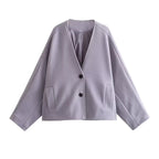 Ladies oversized jacket with V-neck, raglan sleeves, and side pockets Fashion Glam