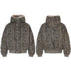 Unisex Oversized Padded Bomber Jacket with Hood and Faux Fur Trim Fashion Glam