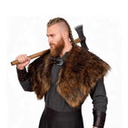 Men's shoulder cape made of faux fur in Viking style with adjustable buckle closure Fashion Glam