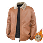 Men's aviator bomber jacket in nappa look with teddy lining and zippered pockets Fashion Glam