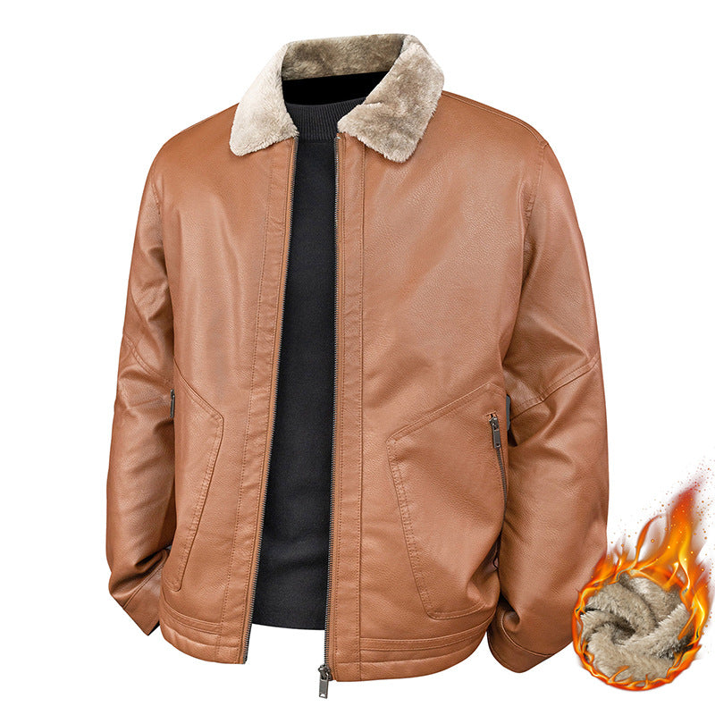 Men's aviator bomber jacket in nappa look with teddy lining and zippered pockets Fashion Glam