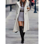 Women's Maxi Length Teddy Coat with Hood and Double Button Placket Fashion Glam