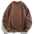 Men's Oversize Crew Neck Sweatshirt with Ribbed Cuffs and Dropped Shoulder Cut Fashion Glam