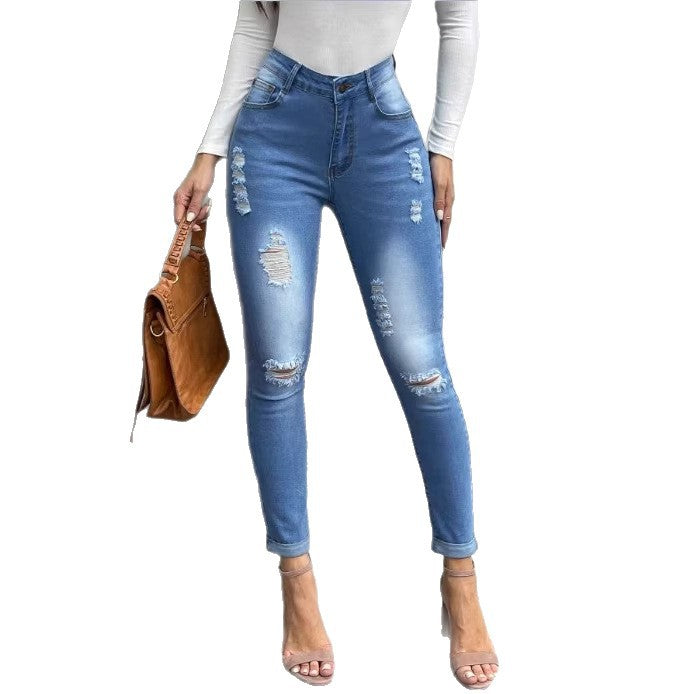 Ladies Shaping Skinny Jeans in Used Look with High Waist and Stretch Form Fashion Glam