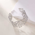 Women's Open Bangle with Elegant Wave Design Fashion Glam
