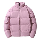 Women's Short Cut Thermal Puffer Jacket with Stand-Up Collar and Minimalist Zipper Front Fashion Glam