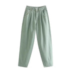 Women's High-Waisted Tapered Pants with Front Pleats and Relaxed Fit Fashion Glam