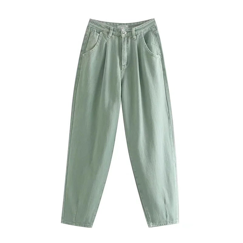 Women's High-Waisted Tapered Pants with Front Pleats and Relaxed Fit Fashion Glam