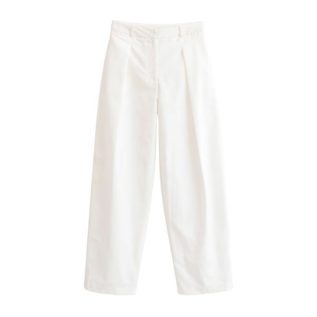 Women's high-waisted wide-leg trouser suit with pleats and crease Fashion Glam