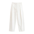 Women's high-waisted wide-leg trouser suit with pleats and crease Fashion Glam