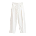 Women's high-waisted wide-leg trouser suit with pleats and crease Fashion Glam