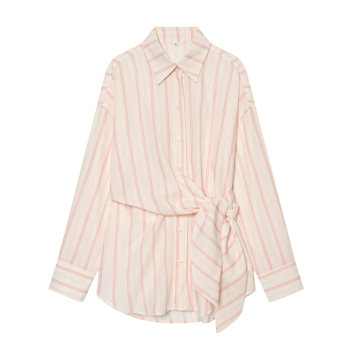 Women's Striped Shirt Blouse with Waist Knot Detail Fashion Glam