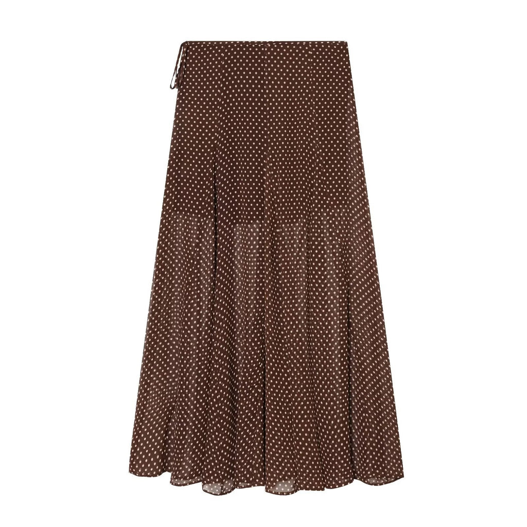 Women's wrap midi skirt made of flowing viscose look with polka dot print Fashion Glam
