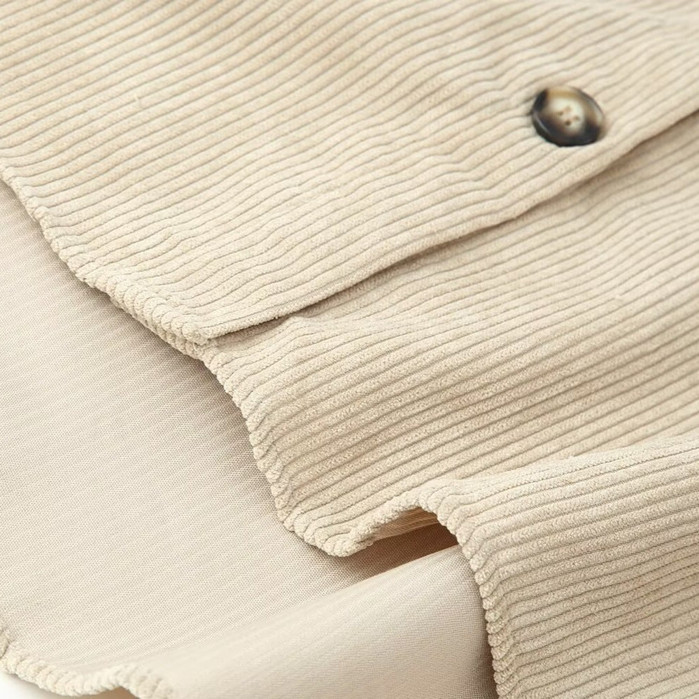 Women's long shirt tunic made of fine ribbed jersey with shirt collar and continuous button placket Fashion Glam