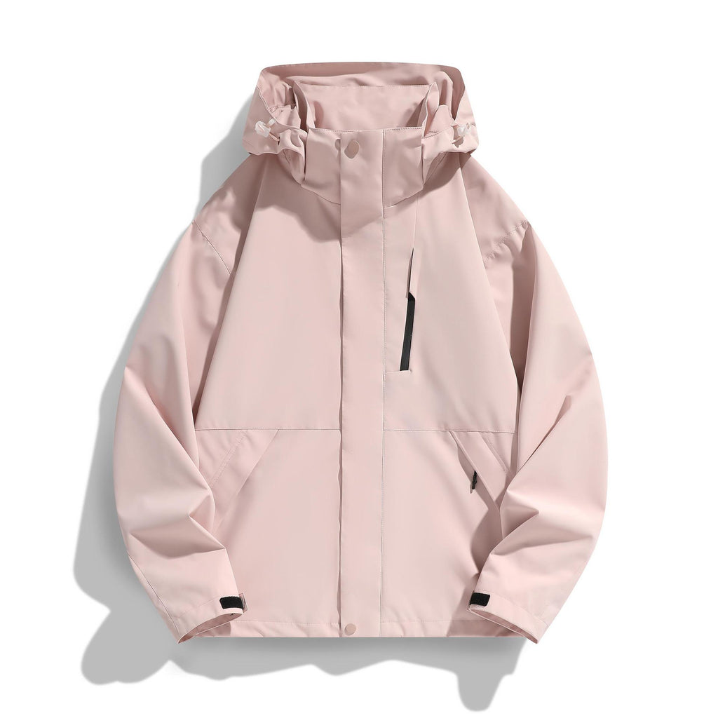 Women's Water-Repellent Hooded Transitional Jacket with Adjustable Hood, Concealed Front Placket and Multifunctional Pockets Fashion Glam