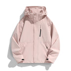 Women's Water-Repellent Hooded Transitional Jacket with Adjustable Hood, Concealed Front Placket and Multifunctional Pockets Fashion Glam