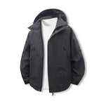 Men's Wind and Water Resistant Softshell Utility Jacket with Hood Fashion Glam