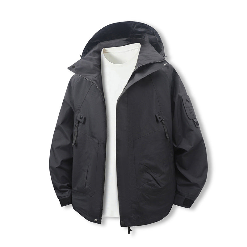 Men's Wind and Water Resistant Softshell Utility Jacket with Hood Fashion Glam