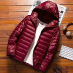 Men's nan ultra-light hooded quilted jacket with packing function and windproof shell Fashion Glam