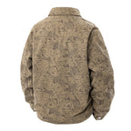 Men's corduroy trucker jacket with jacquard leaf pattern and snap button placket Fashion Glam