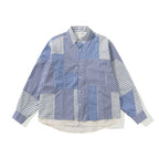 Unisex Oversized Patchwork Overshirt made of lightweight cotton blend with checkered design and shirt collar Fashion Glam