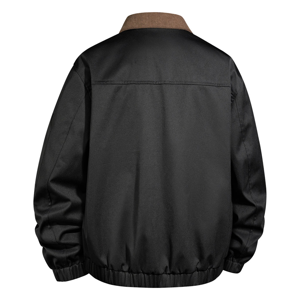 Men's Outdoor Bomber Jacket with Cord Collar and Multifunction Pockets Fashion Glam