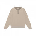 Unisex fine knit polo sweater with Henley button placket and ribbed cuffs Fashion Glam