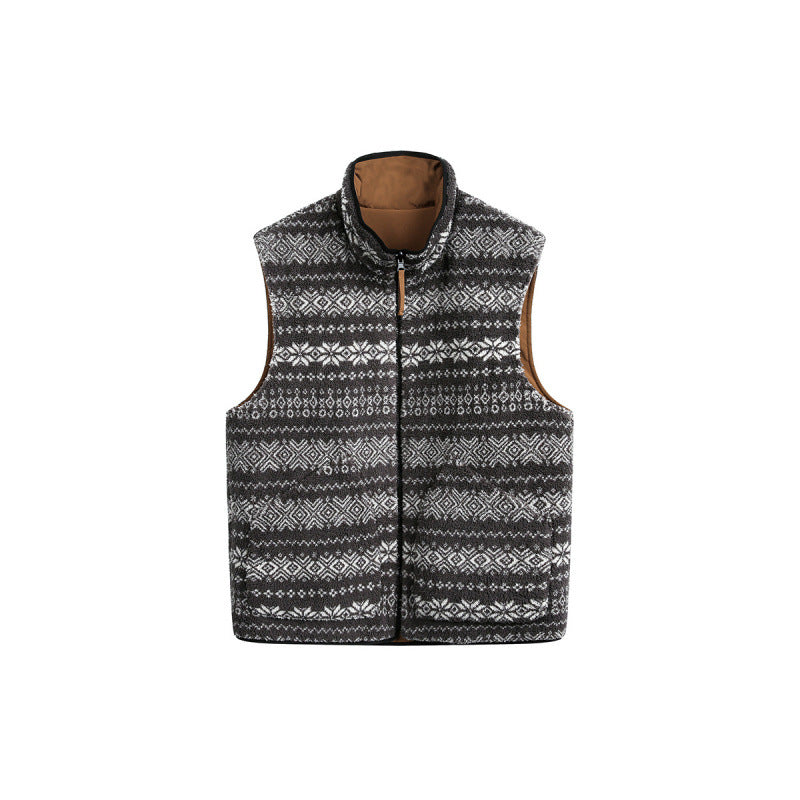 Unisex Padded Fleece Vest in Norwegian Design with Stand Collar and Two-Way Zipper Fashion Glam