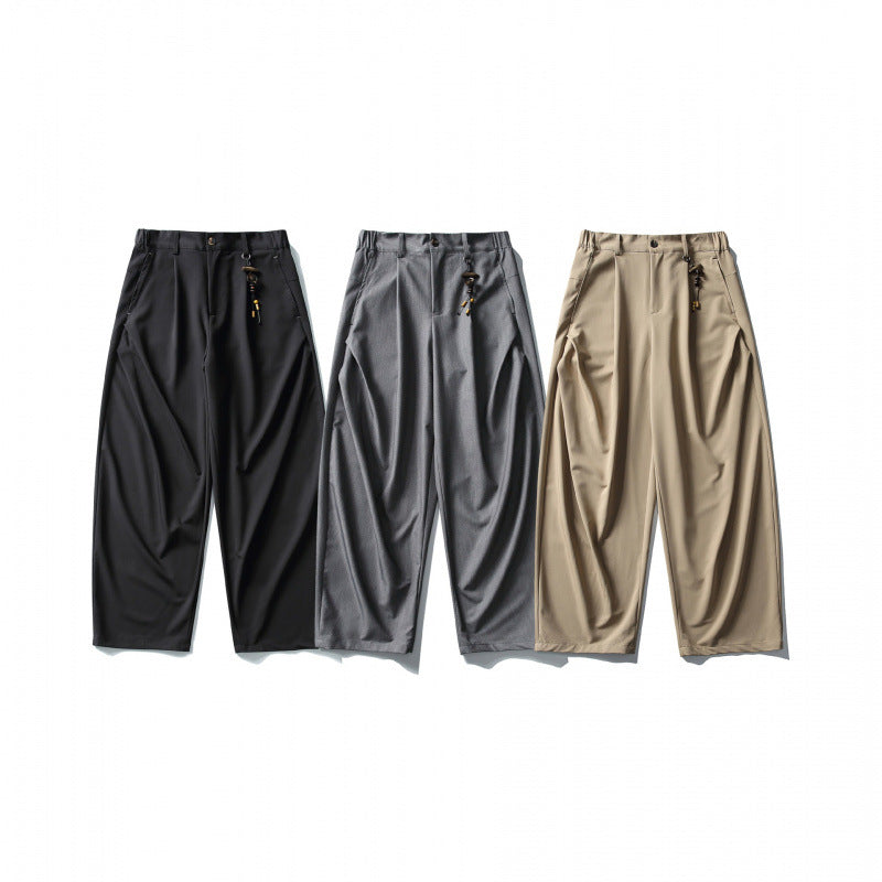 Men's Wide Pleated Culotte Pants with Low Crotch Fashion Glam