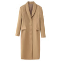 Women’s Longer Wool Blend Coat with Shawl Collar and Tailored Silhouette Fashion Glam