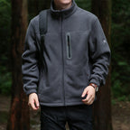 Men's fleece outdoor jacket with full zip, high collar, and water-repellent zip pocket Fashion Glam